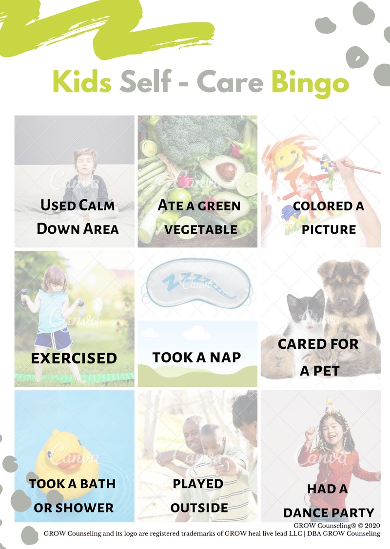 Self-Care bingo for children
